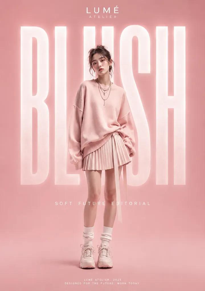 Luxury streetwear editorial poster with oversized typography and centered fashion model (1 of 2)